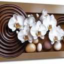 XLMDYYSW Large Orchid Canvas Wall Art White Orchid Flowers Pictures Abstract Floral Print Poster Vintage Botany Painting for Living Room Bathroom Decor Framed (Brown, 16L x 32W)