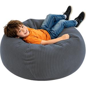 LPMOERA Bean Bag Chairs for Kids/Teen with Memory Foam Filling Bean Bag Sofa with Soft Corduroy Fabric BeanBag Chair for Living Room Bedroom College Dorm Reading Chair Dark Gray