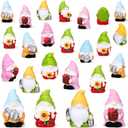Wonderjune 40 Pcs Spring Mini Gnomes Figurine Miniature Spring Gnome Resin Statues Flowers Sunflower Mini Resin Gnomes Table Decor for Summer Tiny Indoor Outdoor Garden Plant Pots