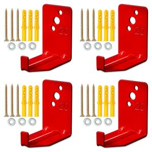 Fire Extinguisher Mount Brackets Set of 4, Heavy Duty Wall Mount Hook 2.36 x 1.57 x 2.36 in, Screws Anchors and Gaskets, Quick Install Holder, Supports up to 20 lb for Garage Workshop Home Cabinet Use