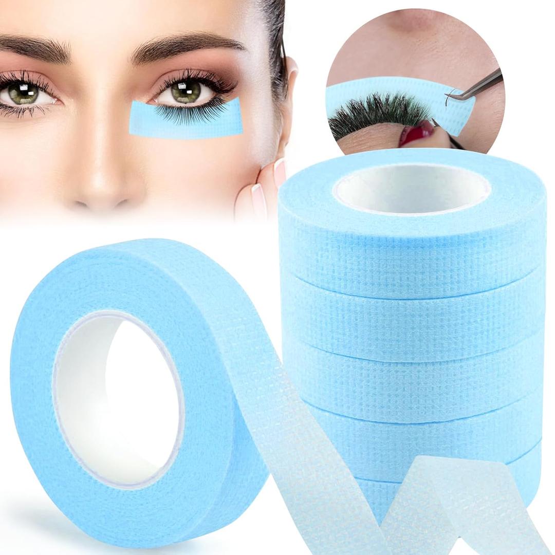 6 Rolls Eyelash Extension Tape EBANKU Adhesive Breathable Blue Lash Tape Micropore Fabric Under Eye Tape for Eyelash Extension Supply 10 Yard Each Roll (Blue)