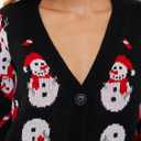 VENTELAN Classic Cardigan Ugly Christmas Sweaters for Women V Neck Button Down Sweater with Fun Patterns and Animals,S-2XL (Black, XL)