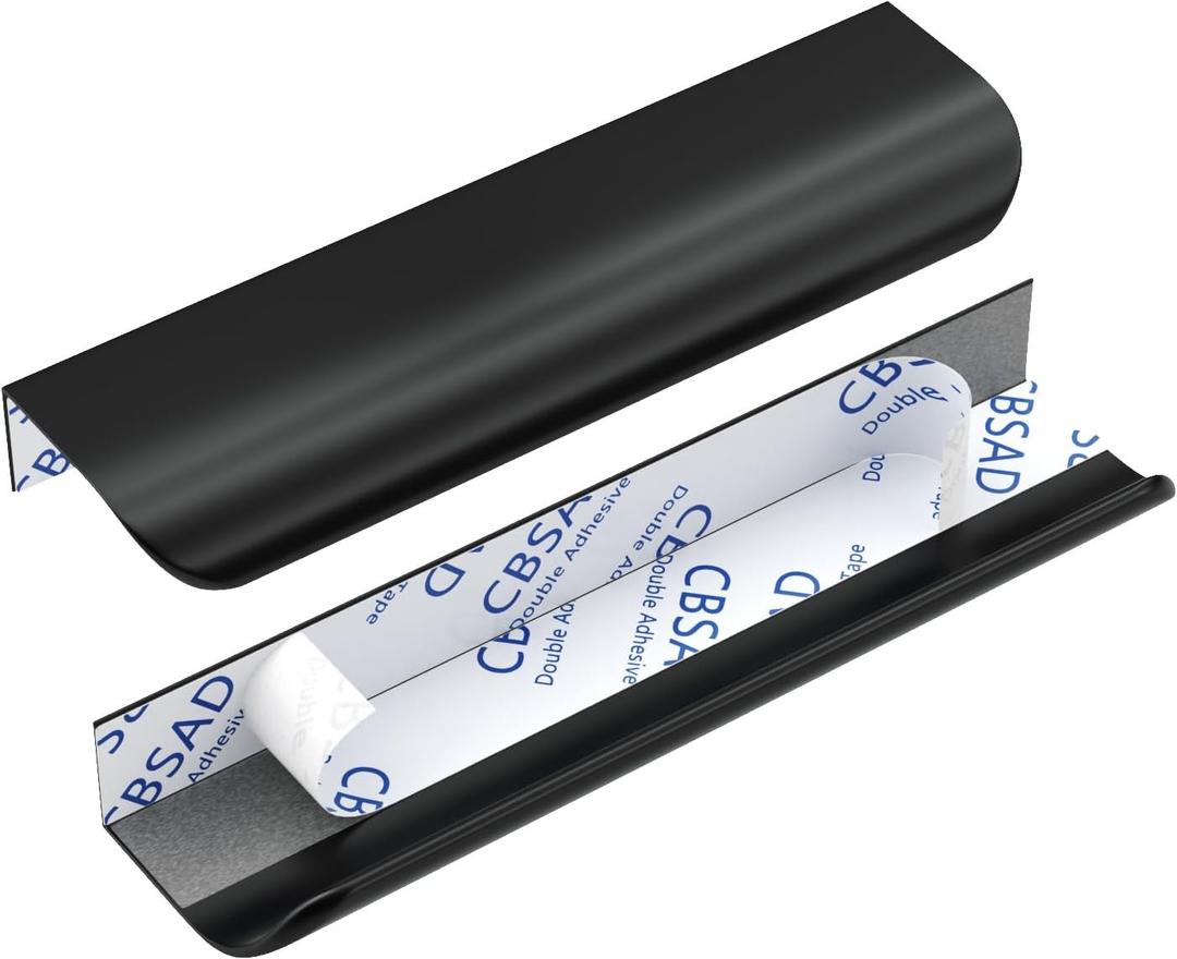 Peaha 12 Pack Black Finger Pulls for Cabinets 6in(150mm) Overall Length Adhesive Cabinet Handles Edge Pull Stick On Door Handles