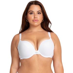 Smart & Sexy Womens Maximum Cleavage Underwire Push Up Bra (36C, White With Lace Wings)