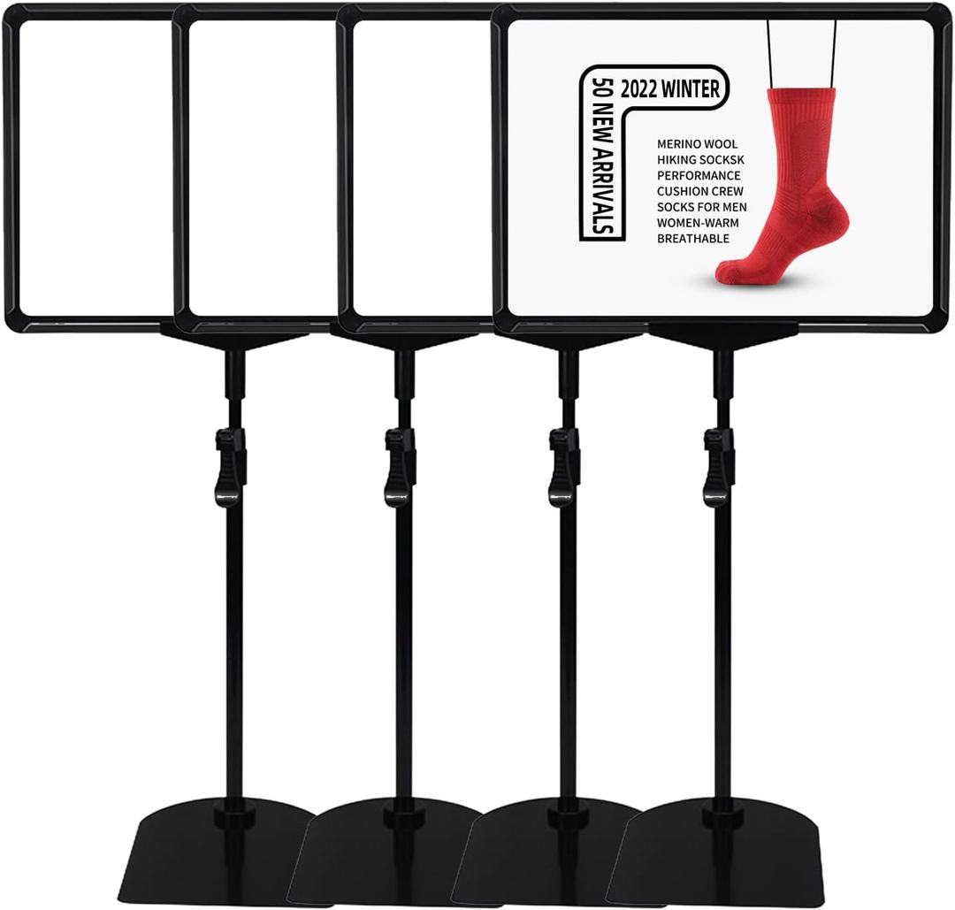 Sign Holder Stand,Sign Stand for Display,Adjustable Sign Holders For Table Top,Table Sign Holders 8.5 x 11,4 Packs, (Black, 39''height 4pcs)