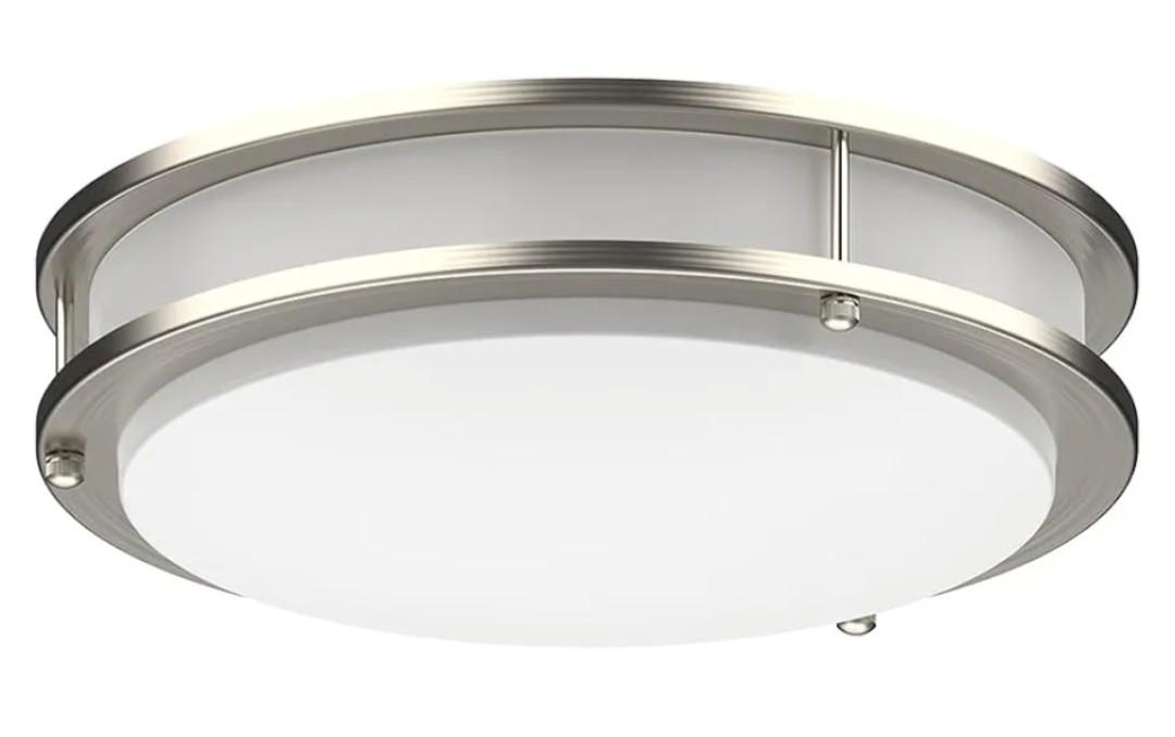 DYMOND LED Ceiling Light Fixture Flush Mount 4000K Natural Daylight Dimmable Surface Mount Brushed Nickel Ceiling Lamp for Kitchen, Hallway, Bathroom, Bedroom, Closet, 2 Pcs (12 inch)