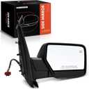 A-Premium Passenger Side Power Door Mirror - Compatible with Ford Expedition 2007 2008 2009 2010 - Heated Manual Folding Black Outside Rear View Mirror w/Puddle Light