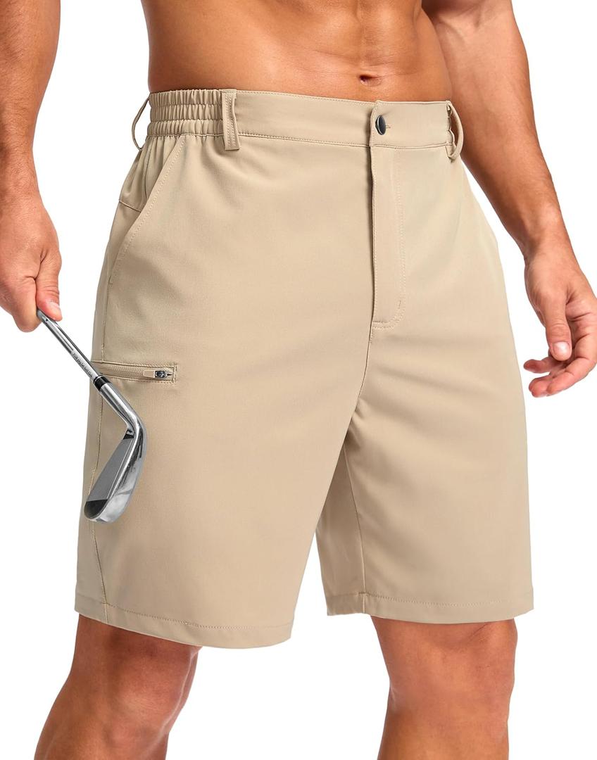 G Gradual Men's Casual Shorts 7" Lightweight 4 Pockets Stretch Quick-Dry Summer Shorts for Golf Work Hiking Trips(7", Light Khaki, M)