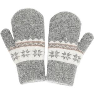 FGSS Winter-Knit-Mittens for Kids - Warm Stretchy Outdoor Gloves Boys-Girls Cute Snowflakes Gloves for 6-12Years (Gray)