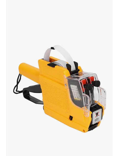 Pilipane Price Tag Gun 10 Digits 2 Lines Labeller Marker Attacher Tool ABS Material for Office Retail Store Grocery Organization Red Yellow Blue 16x23mm (Red)