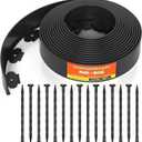 40FT No-Dig Landscape Edging, 2 Inch Tall Heavy Duty Plastic Garden Edging Border with 40 Anchoring Spikes for Lawn, Flower Bed & Decorative Yard (Black)