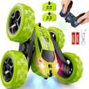 Remote Control Car for Kids Ages 6+, RC Cars Stunt Car Toy 4WD Double Sided 360 Rotating Remote Control with Headlights, Birthday Xmas Gifts for Boys 6 7 8 9 10 11 12 Green