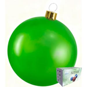 Inflatable Christmas Ornament Ball - 18" or 25" Indoor/Outdoor Holiday Decorations - Reusable and Storage Friendly (Green, 25)