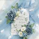Serwalin 2 Pcs Boutonniere, 6-7 Inch Dusty Blue Corsage for Wedding, Boutonniere for Men Groom and Best Man Prom Ceremony Anniversary Party Suit