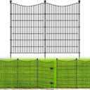8 Panels Decorative Garden Fence with Gate, 48 in(H) X 21 ft(L) No Dig Dog Fence Animal Barrier Outdoor for Yard, Rustproof Metal Garden Edging and Borders, Temporary Fencing Stakes