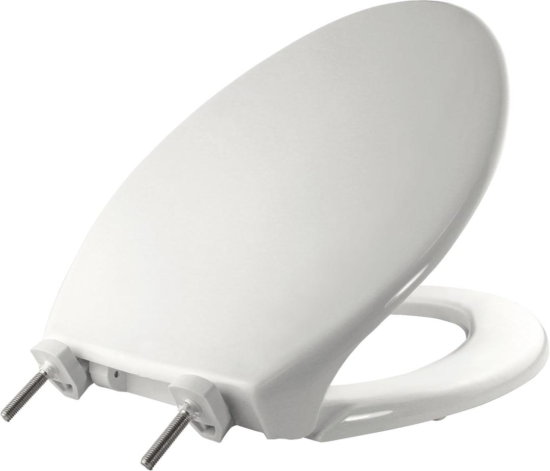 BEMIS 7800TDG Commercial Closed Front Plastic Toilet Seat, Heavy Duty Industrial Seat with Lid, Secure Installation for Long Lasting Hospitality Use, Elongated, White
