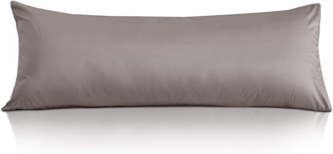Leeden Body Pillow Cover, 100% Cotton, 800 Thread Count, Soft Breathable Long Pillow Case, Envelope Closure (Light Taupe,21"x 54")