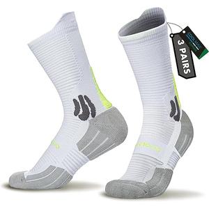 BRISIRA Bamboo Viscose Women Compression Running Socks Cushioned Anti Blister Moisture Wicking Crew Athletic Socks M