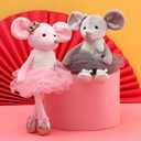 Plush Mouse Stuffed Animals Toys Ballerina Dolls Ballet Dance Recital Gifts for Girls 15.5 Inches (Pink)