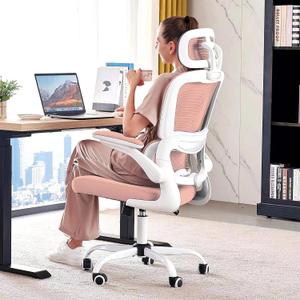 TRALT Office Chair Ergonomic Desk Chair, 330 LBS Home Mesh Office Desk Chairs with Wheels, Comfortable Gaming Chairs (Pink)