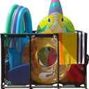 Pool Float Storage Organizer for Pool Noodles Floats Inflatables Towels - Ultimate Outdoor Pool Toy Storage Bin - XXL Black HDuty Metal - Pool Float Holder - Pool Storage Bin For Easy Poolside Cleanup