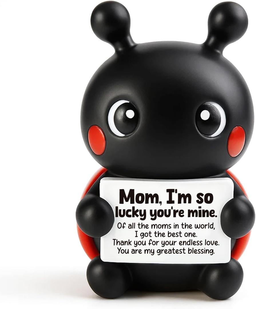 Cute Ladybug Figurine Gifts for Mom from Daughter Son - Unique Mothers Day Birthday Valentines Day Christmas Easter Presents, Sentimental Thank You Gift for Best Mom
