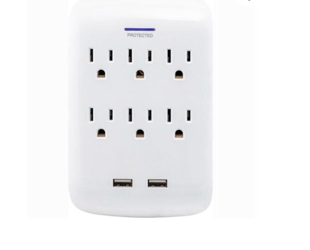 GE Surge Protector - White
6 Outlets & 2 USB; 450 Joules; Wall Tap