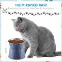 Lallisa 2 Pcs Elevated Cat Bowls Adjustable Raised Cat Feeder Non Slip Food Water with Stand Safe Stainless Steel Bowls with Pet Food Stand for Pets Feeding Eating(Blue)