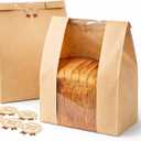 100PCS Bakery Bags with Window, 3.9 x 8.3 x 12.5 Inch Kraft Paper Treat Bags, Resealable Cookie Bags for Packaging Cookies, Coffee, Snacks, Candy, Wedding Favors & Gift