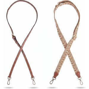 2 Pcs Strap Compatible with Longchamp Mini Bag, Adjustable Strap for Longchamp bag, include Leather, Nylon Canvas, Conversion Kit Fit for Bag