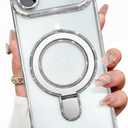 Magnetic Ring for iPhone Air Case Kickstand, Compatible with MagSafe, Built-in Camera Lens Protector,Shockproof Phone Case for iPhone 17 Air 6.5" - Silver