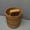 Teenyyou 3 Pcs Rattan Bathroom Accessories Set Wicker Handwoven Trash Can Basket Waste Paper Basket Square Tissue Box Holder Toilet Vanity Tray for Kitchen Office Organizer Decorative(Natural)