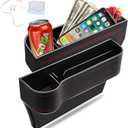 Car Seat Gap Filler Organizer, 2 Pack Multifunctional Car Seat Organizer, Auto Console Side Storage Box with Cup Holders 2 Seat Hooks for Drink, Car Organizer Front Seat for Holding Phone, Sunglasses (1-New Version)