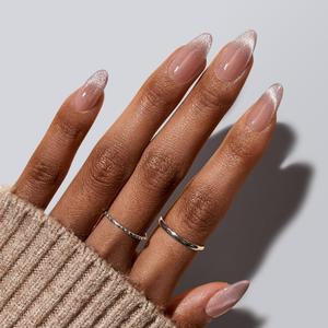 BTArtbox Press On Nails Almond - Spring Cat Eye Press On Nails Medium, French Tip Soft Gel Nails for Daily Nail Art, Fake Nail Extensions In 15 Sizes - 30 Fake Nails Kit
