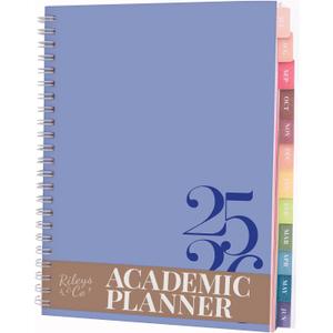 Rileys Academic Planner 2025-2026, Daily, Weekly & Monthly Planner, July 2025 - June 2026, Student Notes Pages, Twin-Wire Binding, Weekly Agenda for School & Work (8 x 6-Inches, Blue, Classic)