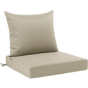 Favoyard Outdoor Patio Seat Cushions Set, 24 x 20 Inch, Waterproof, Beige