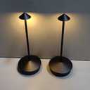 2 Pack Aluminum Cordless Table Lamp, 6000mAh Rechargeable Table Lamps, Portable Touch LED Lamp, Outdoor Waterproof Dimmable Cordless Rechargeable Table Lamps for Restaurant/Patio- Black (Black)