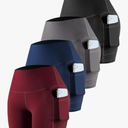 CHRLEISURE Womens Biker Yoga Shorts with Pockets: High Waisted Tummy Control Spandex Workout Athletic Gym Shorts 4 Packs Black/Gray/Navy /Burgundy L