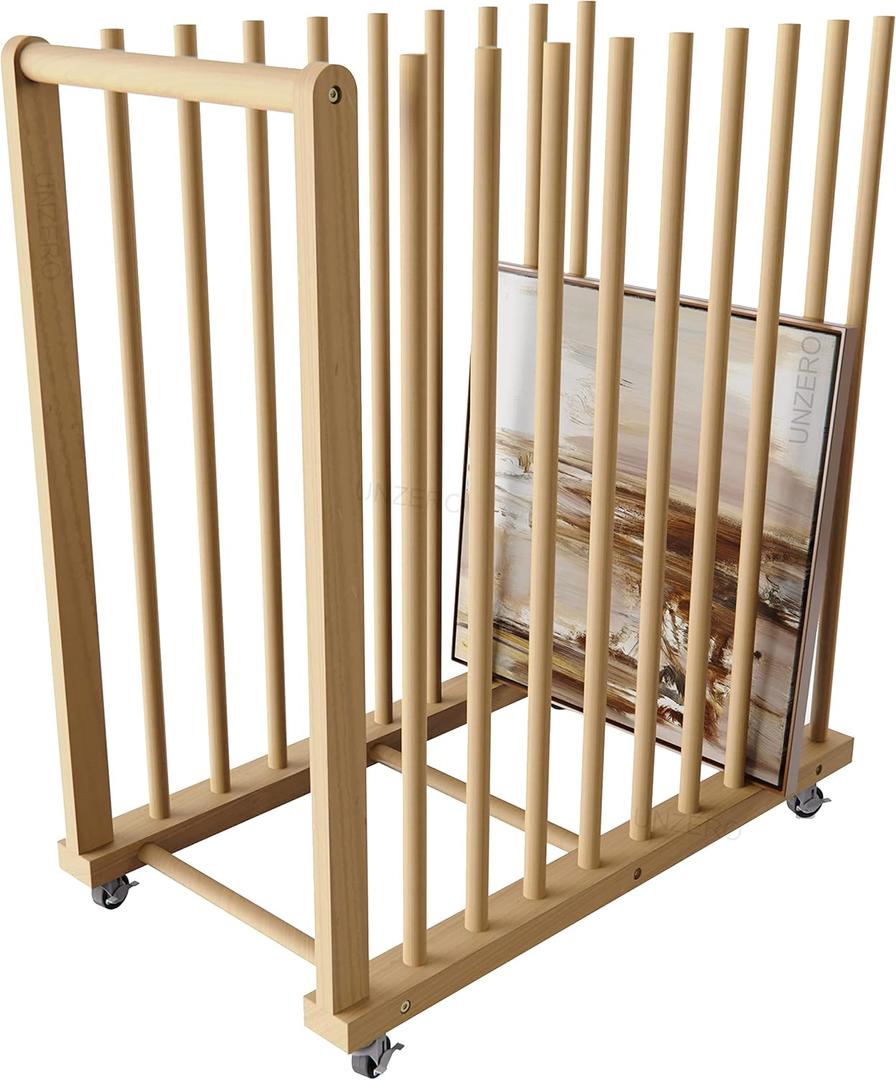 Art Storage Rack, Art Canvas Storage, Canvas Boards Rack Art Storage with Handle & Caster Wheels for Drawing Board, Panel, Paper Pad for Art Studios, Artworks, Gallery (16"D x 29.5"W x 30"H)