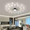 JAYMP 50.4" Ceiling Light Modern Flower Shape Ceiling Lamp for Living Room Dining Room Semi Flush Mount Metal Acrylic Sputnik Firework Petal LED Lighting Fixture (Matte Black, D50.4xH4.3inch), 50.4in