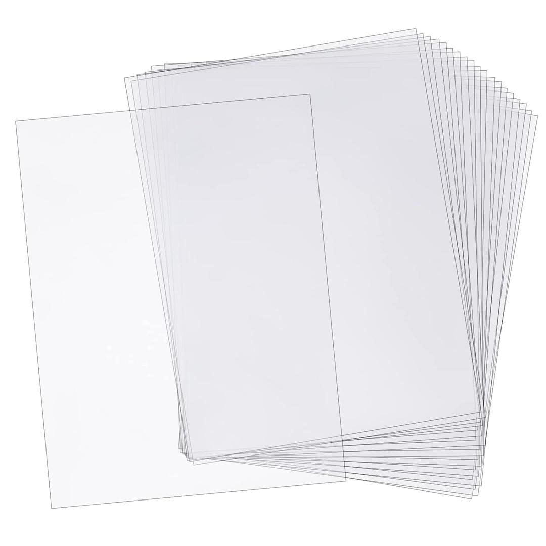 AHANDMAKER 20 Pcs Clear PVC Flexible Plastic Board Sheet, 8.25 x 11.75 inch Clear Plastic Sheet with Protective Paper for Craft, DIY Models, Stencils, Picture Frames, Display Projects