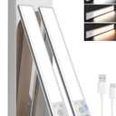 EZVALO 10inch Under Cabinet Lighting, 2500mAh Rechargeable Motion Sensor Lights Indoor with 3 Color Temps, 2 Pack Magnetic Closet Light, 80 LED Dimmable Under Counter Lights for Kitchen, Shelf, Stair (Silver)
