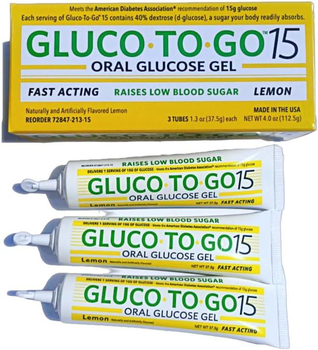 15 - Oral Glucose Gel Lemon Flavored, 37.5g, 3 one use Squeeze Tubes per Package/Twist Cap