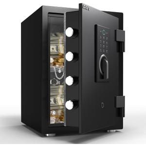 DAYI Fireproof Safe, 2.0 Cubic Feet Biometric Fingerprint Fire Proof Safes Box for Home Documents Money, Digital Touchpad Security Safe Dual Alarm System - DY-45FP