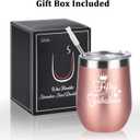 GINGPROUS 50th Birthday Gifts for Women Wife Mom Friends Coworkers, Fifty and Fabulous Wine Tumbler for 50th Birthday, 12 Oz Stainless Steel Insulated Wine Tumbler with Lid and Straw, Rose Gold