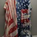 Moss Rose Women's Beach Cover up Swimsuit Kimono with Bohemian Floral Print, Loose Casual Resort Wear, New American Flag