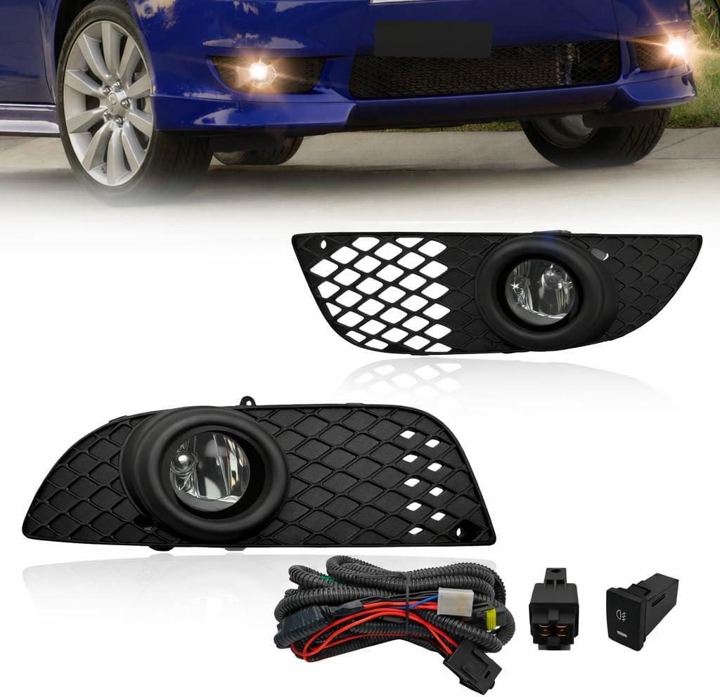 Fog Lights Compatible With 2008-2015 Mitsubishi Lancer Front Bumper Lights Clear Lens with H11 12V 35W Halogen Bulbs and Wiring Harness 1 Pair of Fog Lights