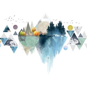 Mountain Decals for Walls Decals Peel and Stick Nature Arch Wall Decal Geometric Wall Stickers Forest Wall Mural or Living Room