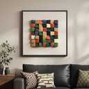 Framed 3D Textured Wood Abstract Wall Art for Living Room, Boho Colorful Geometric Beige Painting Artwork for Walls, Modern Minimalist Wall Decor, Hallway, Bedroom, Kitchen, Office 24"L x 24"W, Colorful