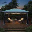 Garveelife Pop Up Gazebo 12x12, Canopy Tent with Mosquito Netting, One Push Setup for Backyard Patio Garden with 4 Sand Bags- Blue